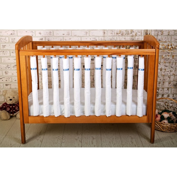 Бамперы в кроватку Simple love (blue), размер 16х55 см-12 шт., сатин