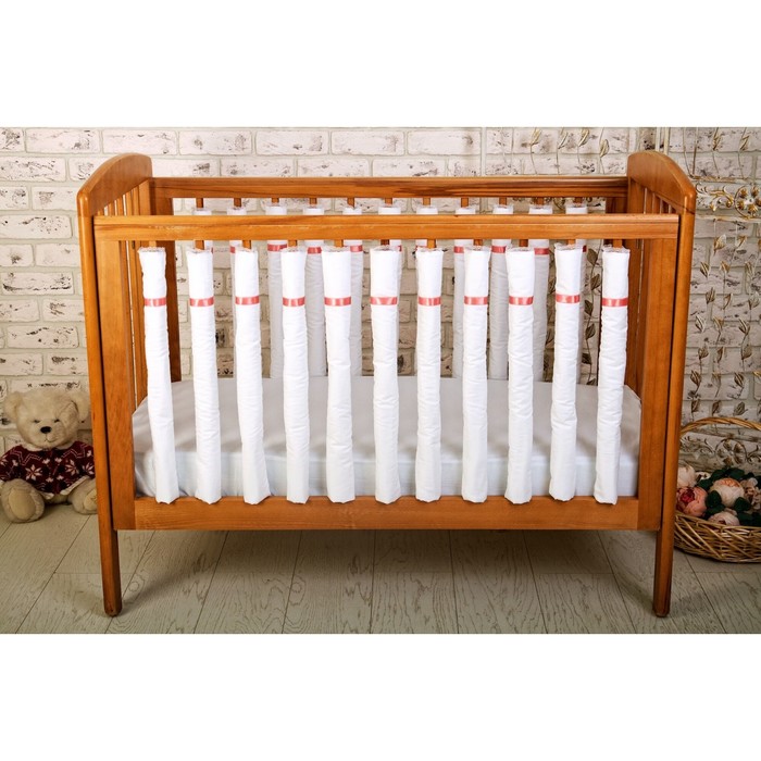 Бамперы в кроватку Simple love (rose), размер 16х55 см-12 шт., сатин