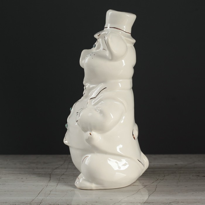 Копилка "Свинка кавалер" глазурь белый