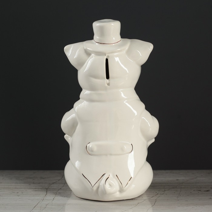 Копилка "Свинка кавалер" глазурь белый