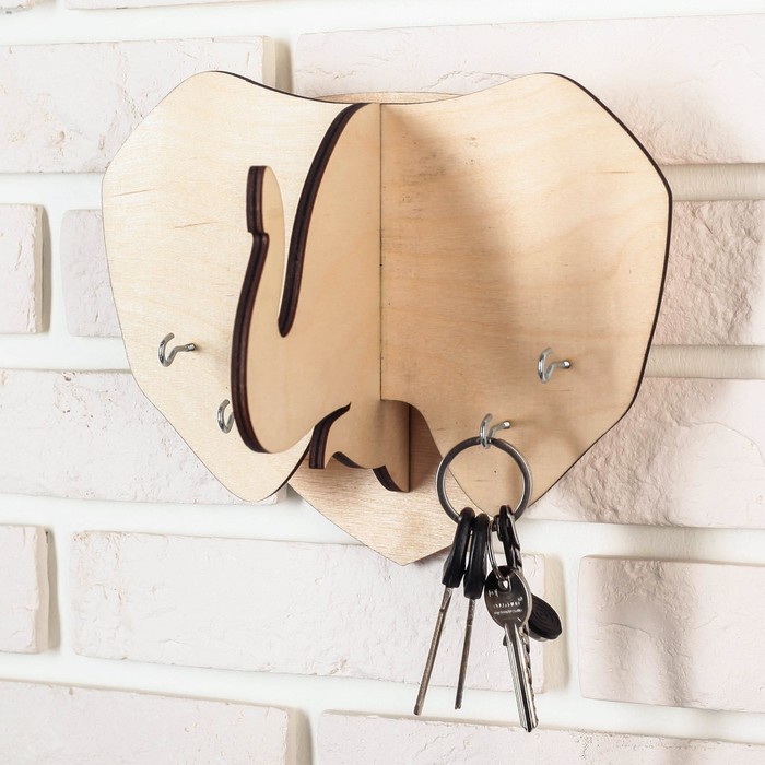 Ключница-вешалка деревянная "Слон"