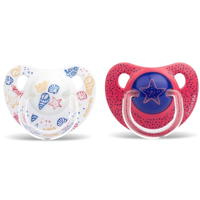 Набор  пустышек Suavinex, 2шт., от 18 мес., с анатомической соской, силикон, бел./крас.море   379040