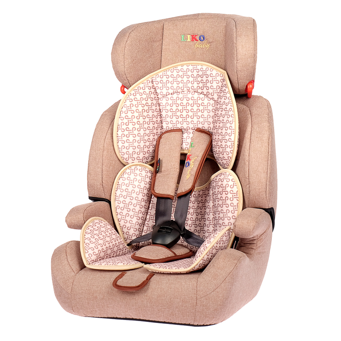 Автокресло-бустер LB 515 B, группа 1-2-3, цвет коричневый/лён