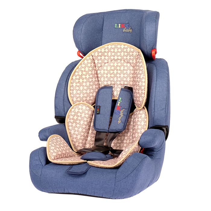 Автокресло-бустер LB 515 B, группа 1-2-3, цвет синий/лён