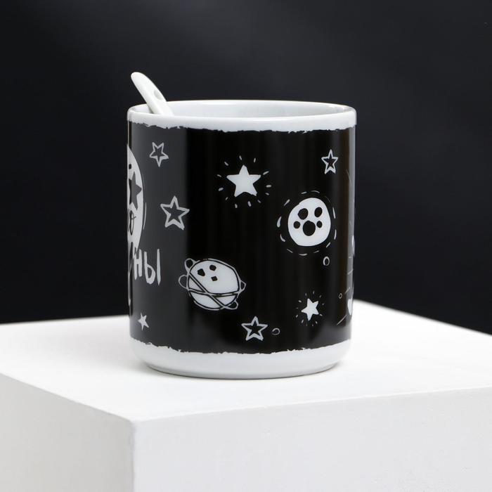 Кружка с ложкой "Папа, ты мой герой", 300 мл