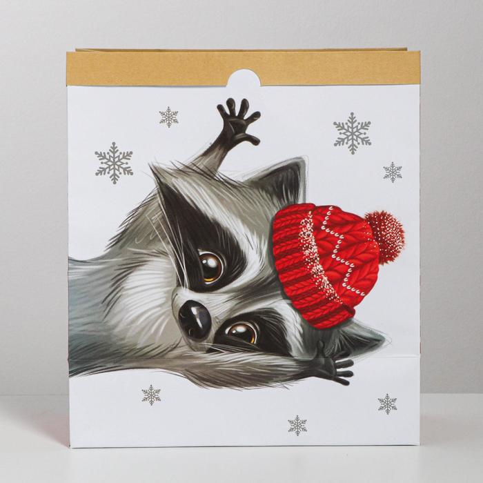 Пакет крафтовый «Зимние забавы», 32 х 36 х 16 см