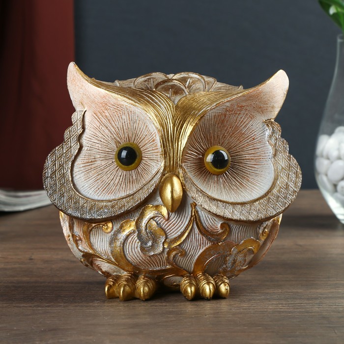 Сувенир полистоун "Филин с ажурными узорами" 13,5х15х9 см