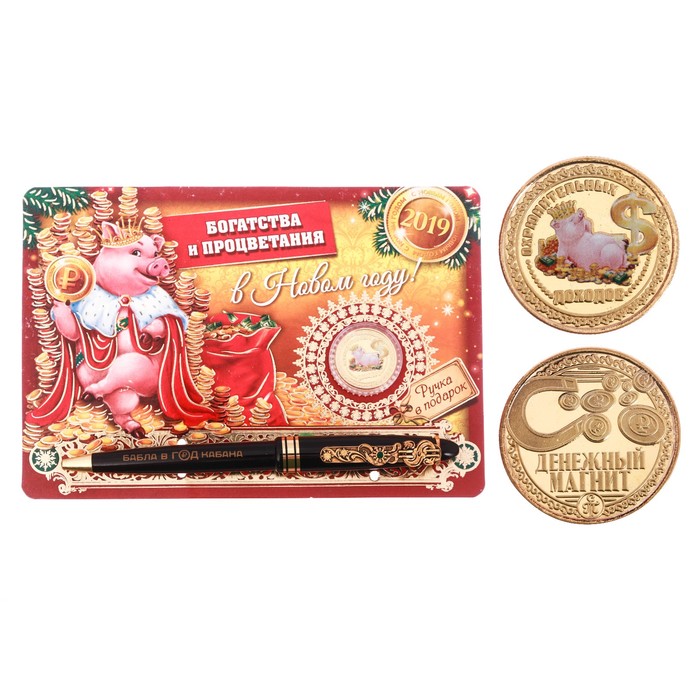 Подарочный набор с ручкой и монетой "Охрюнительных доходов"