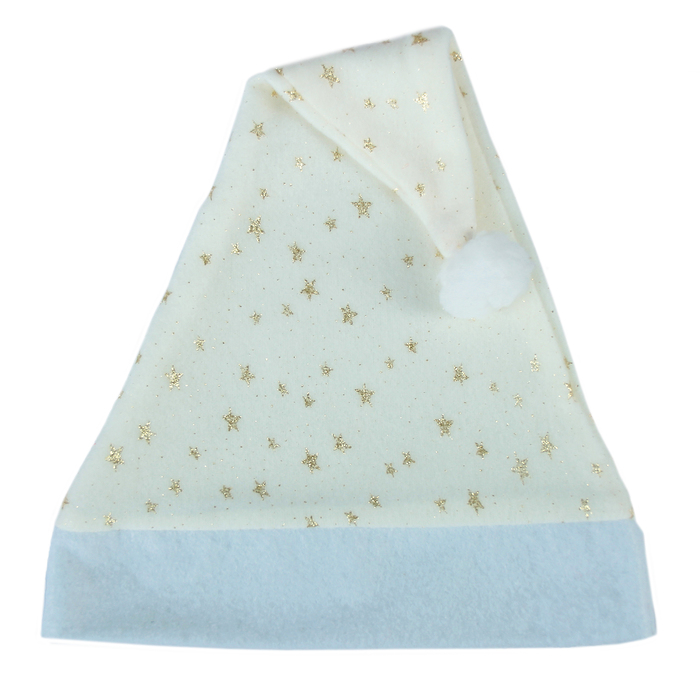 Колпак новогодний "Золотые звёздочки" белый 28*40 см