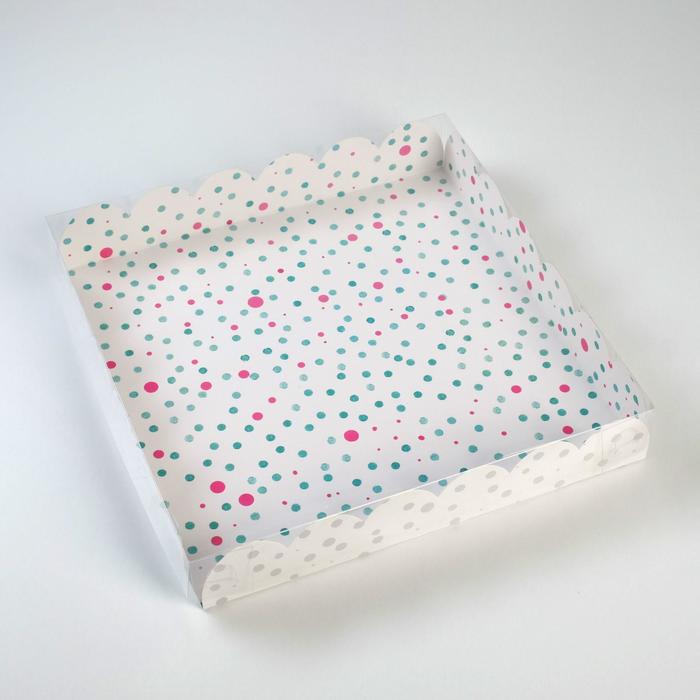 Коробка для кондитерских изделий с PVC крышкой «Счастье ждет тебя», 35 х 35 х 6 см