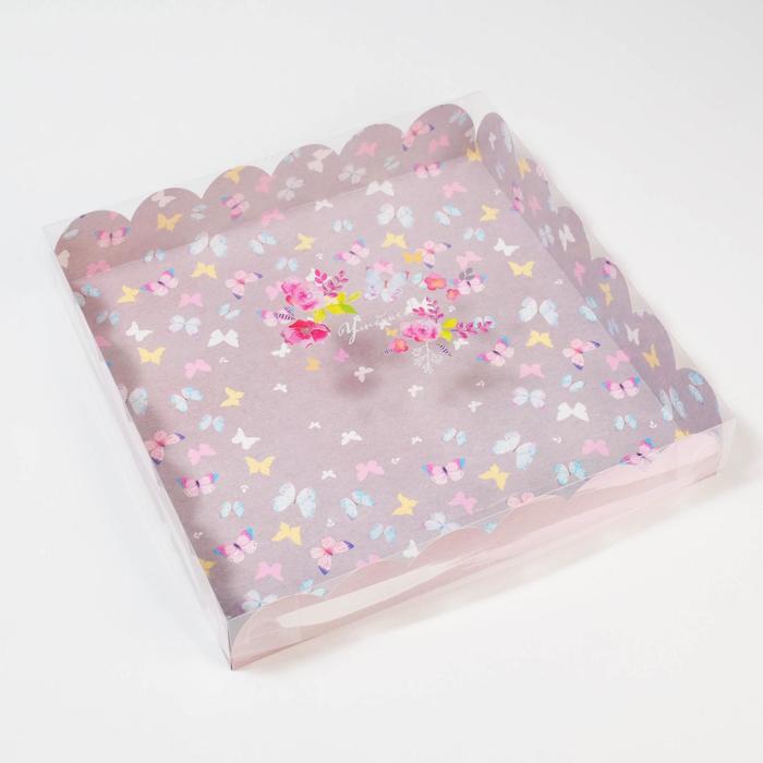 Коробка для кондитерских изделий с PVC крышкой «Легкости!», 35 х 35 х 6 см