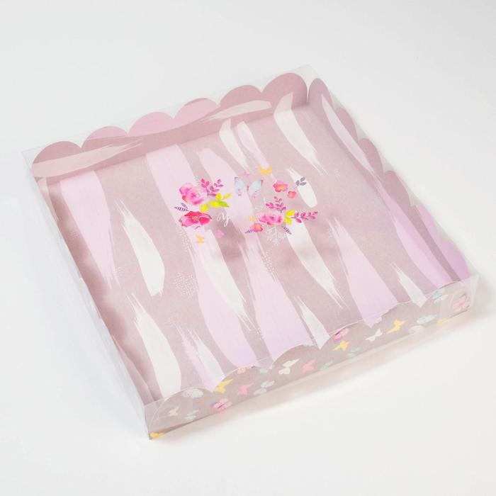 Коробка для кондитерских изделий с PVC крышкой «Легкости!», 35 х 35 х 6 см