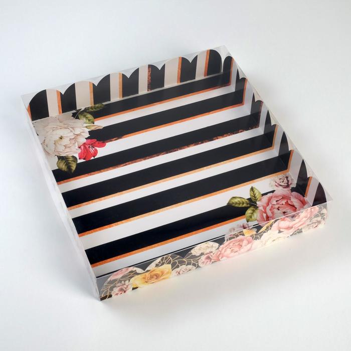 Коробка для кондитерских изделий с PVC крышкой «Прекрасного настроения!», 35 х 35 х 6 см