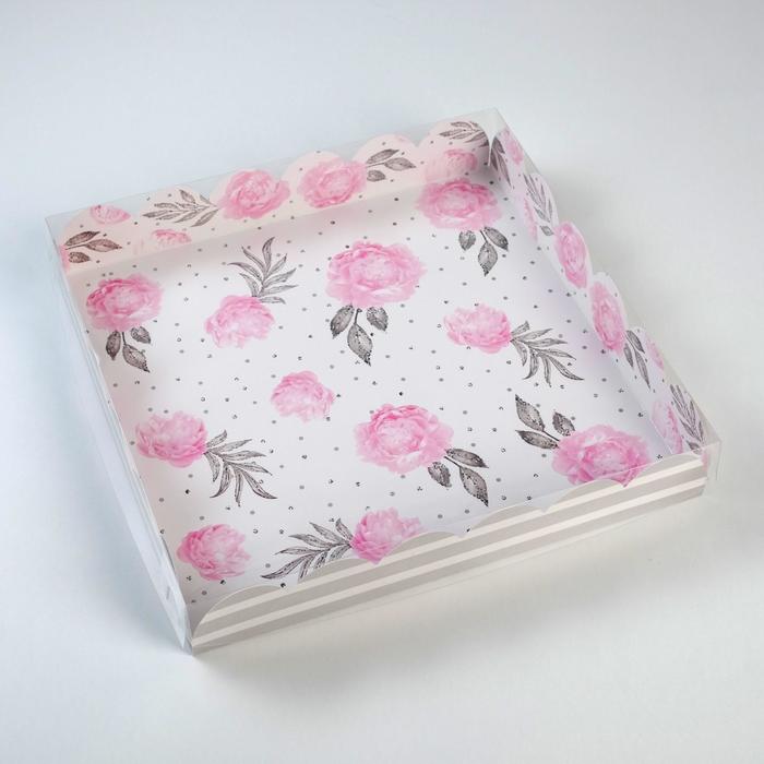 Коробка для кондитерских изделий с PVC крышкой «Нежность», 35 х 35 х 6 см
