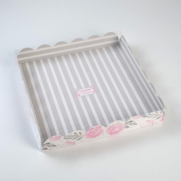 Коробка для кондитерских изделий с PVC крышкой «Нежность», 35 х 35 х 6 см