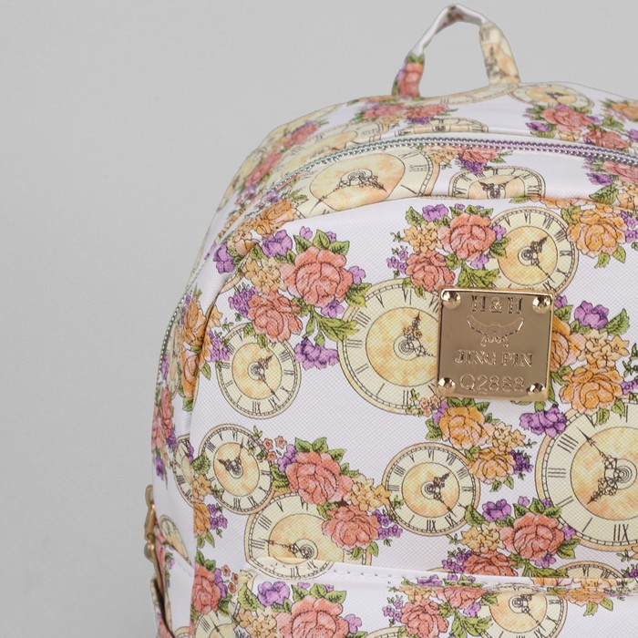 Рюкзак детский "Часы", отдел на молнии, 3 наружных кармана, цвет белый