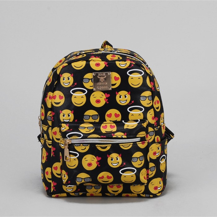 Рюкзак детский "Смайл", отдел на молнии, 3 наружных кармана, цвет чёрный