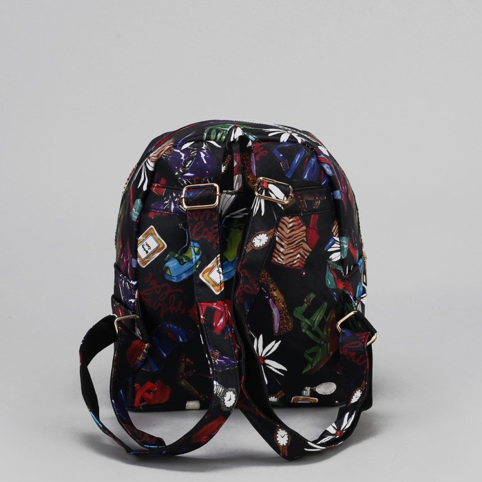 Рюкзак детский "Ромашки", отдел на молнии, 3 наружных кармана, цвет чёрный