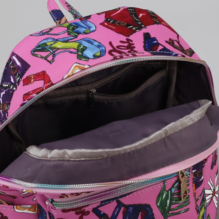 Рюкзак детский "Ромашки", отдел на молнии, 3 наружных кармана, цвет розовый