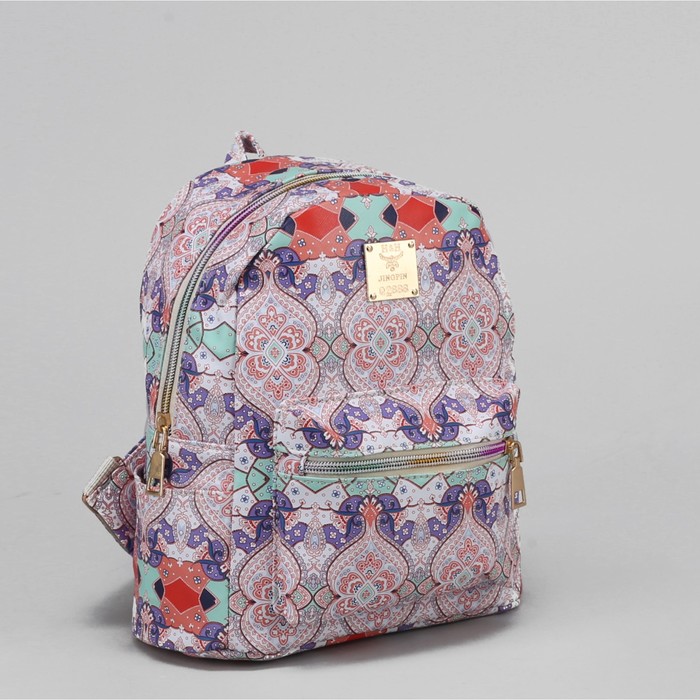 Рюкзак детский "Узор", отдел на молнии, 3 наружных кармана, цвет розовый