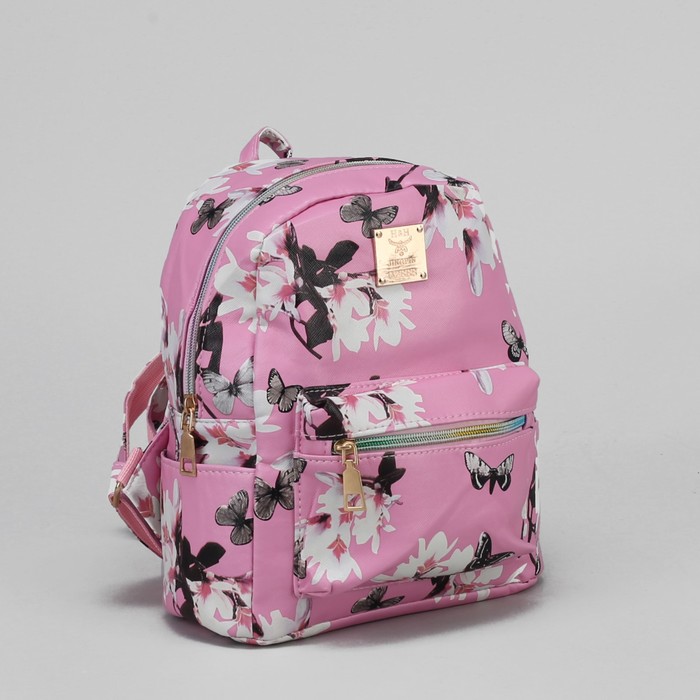 Рюкзак детский "Бабочки", отдел на молнии, 3 наружных кармана, цвет розовый