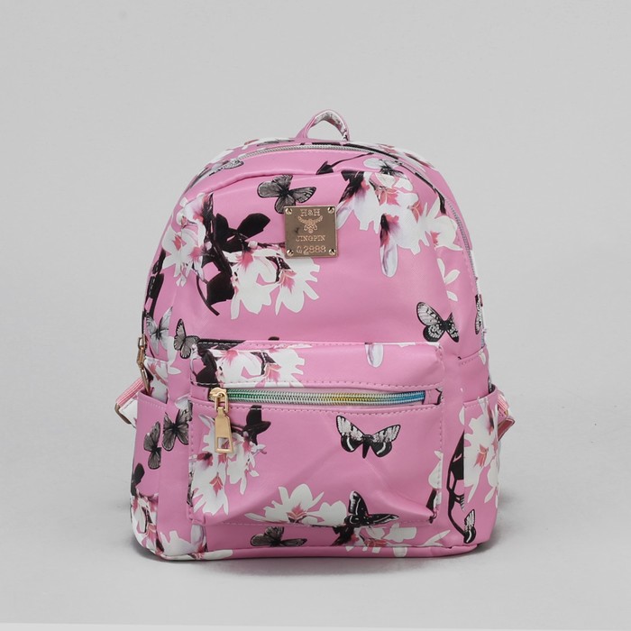 Рюкзак детский "Бабочки", отдел на молнии, 3 наружных кармана, цвет розовый
