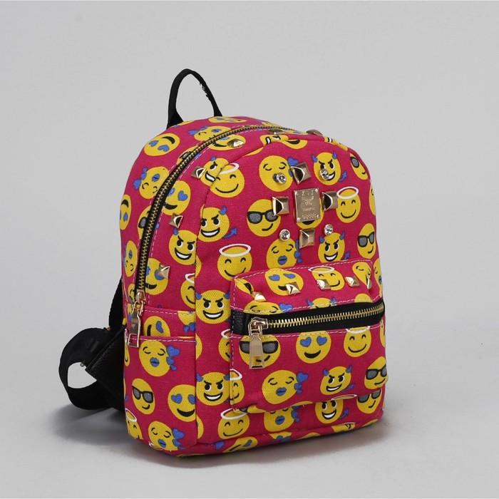 Рюкзак детский "Смайлик", отдел на молнии, 3 наружных кармана, цвет малиновый