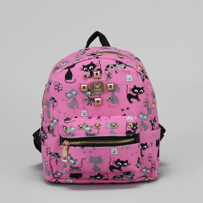 Рюкзак детский "Кошки", отдел на молнии, 3 наружных кармана, цвет розовый