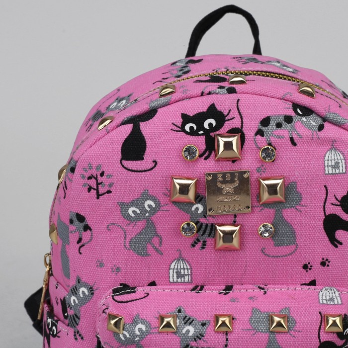 Рюкзак детский "Кошки", отдел на молнии, 3 наружных кармана, цвет розовый