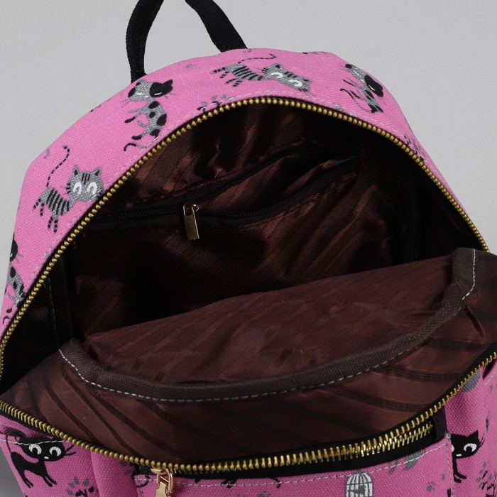 Рюкзак детский "Кошки", отдел на молнии, 3 наружных кармана, цвет розовый