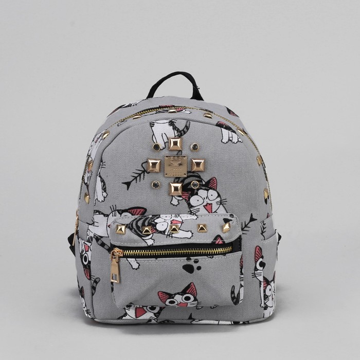 Рюкзак детский "Кошки", отдел на молнии, 3 наружных кармана, цвет серый