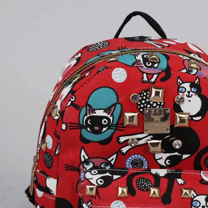 Рюкзак детский "Кошки", отдел на молнии, 3 наружных кармана, цвет красный