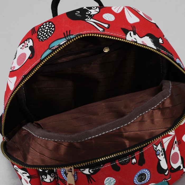 Рюкзак детский "Кошки", отдел на молнии, 3 наружных кармана, цвет красный
