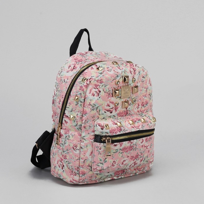 Рюкзак детский "Цветы", отдел на молнии, 3 наружных кармана, цвет розовый