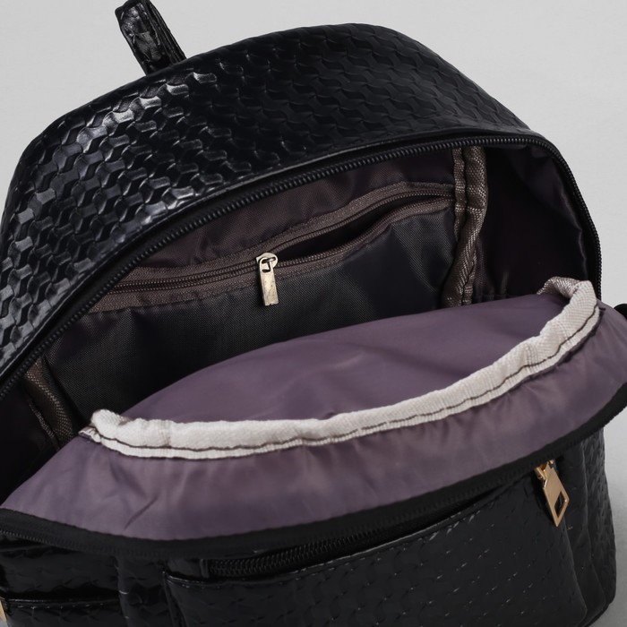 Рюкзак детский, отдел на молнии, 3 наружных кармана, цвет чёрный