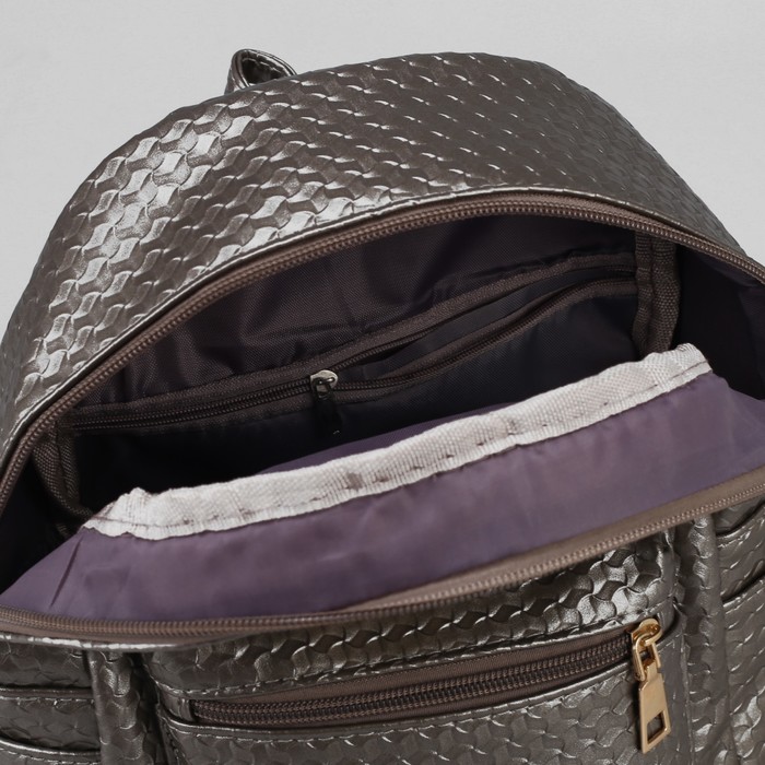 Рюкзак детский, отдел на молнии, 3 наружных кармана, цвет серебристый