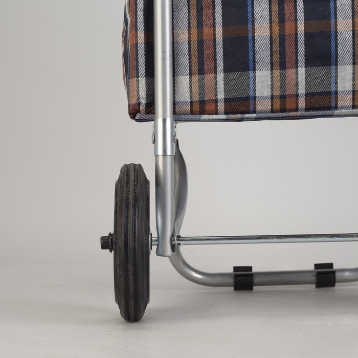 Сумка хозяйственная на тележке, крупная клетка, цвет коричневый