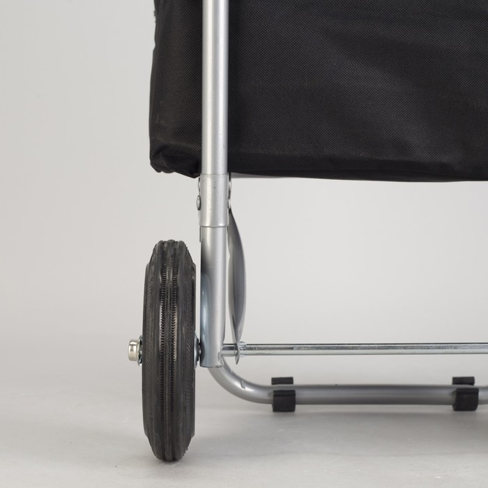 Сумка хозяйственная на тележке, крупная клетка, цвет чёрный