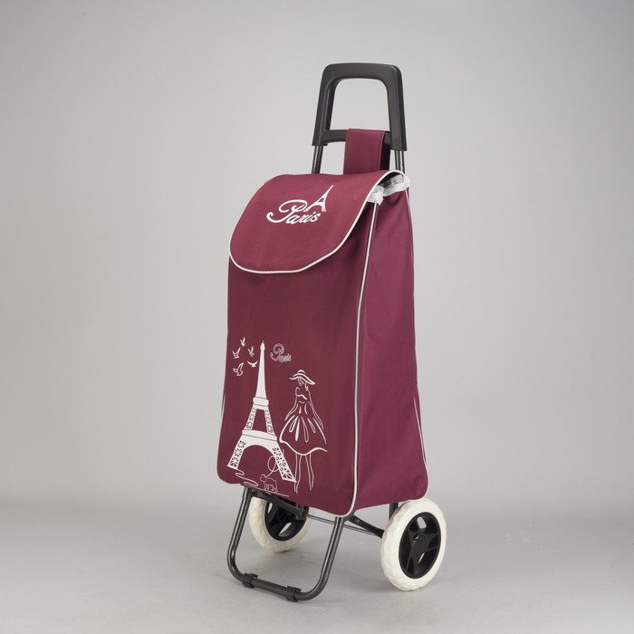 Сумка хозяйственная на тележке "Париж", цвет бордовый