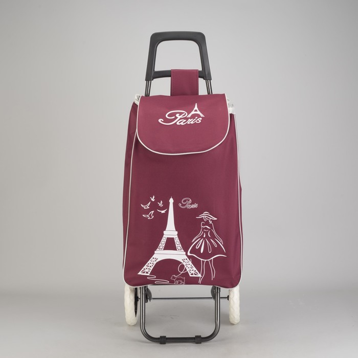 Сумка хозяйственная на тележке "Париж", цвет бордовый