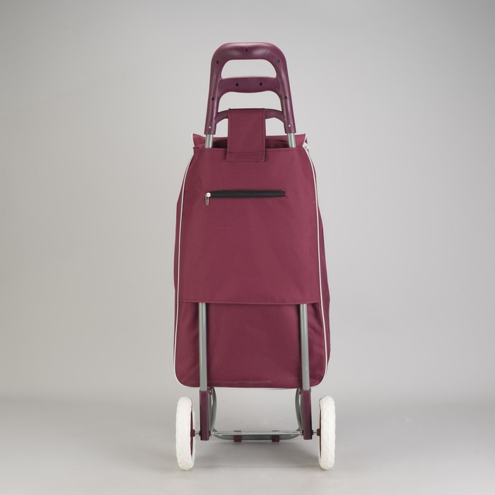 Сумка хозяйственная на тележке "Цветы", цвет бордовый