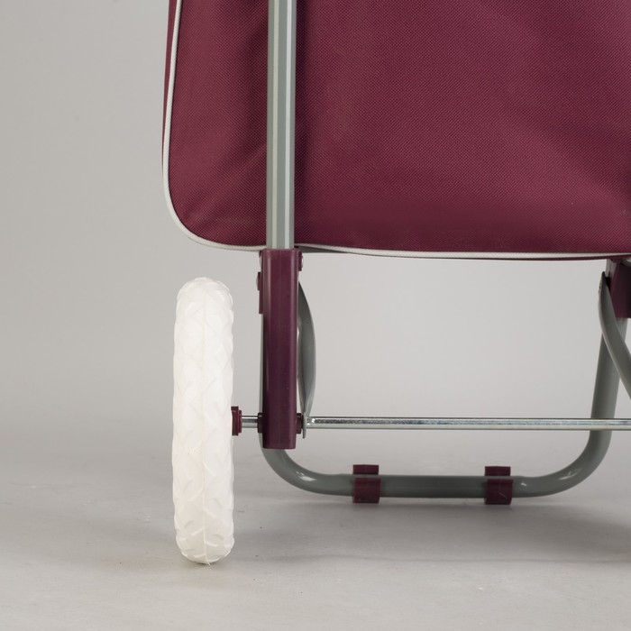 Сумка хозяйственная на тележке "Цветы", цвет бордовый