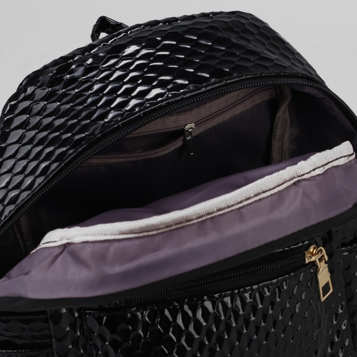 Рюкзак детский, отдел на молнии, 3 наружных кармана, цвет чёрный