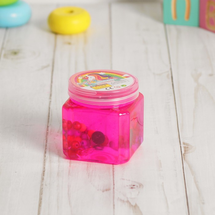 Лизун "Бутылек" твердый с бусинами, цвета МИКС