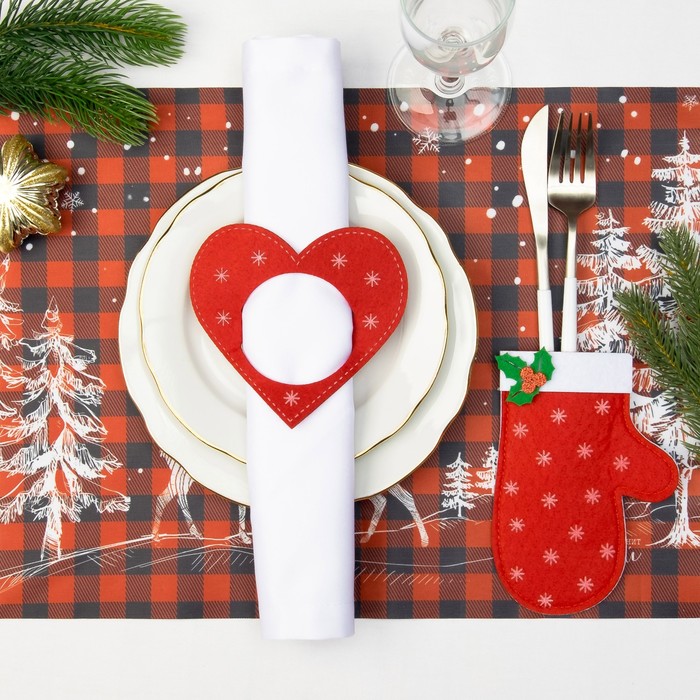 Кольцо для салфетки "Сердце" 12х11 см, 100% п/э, фетр