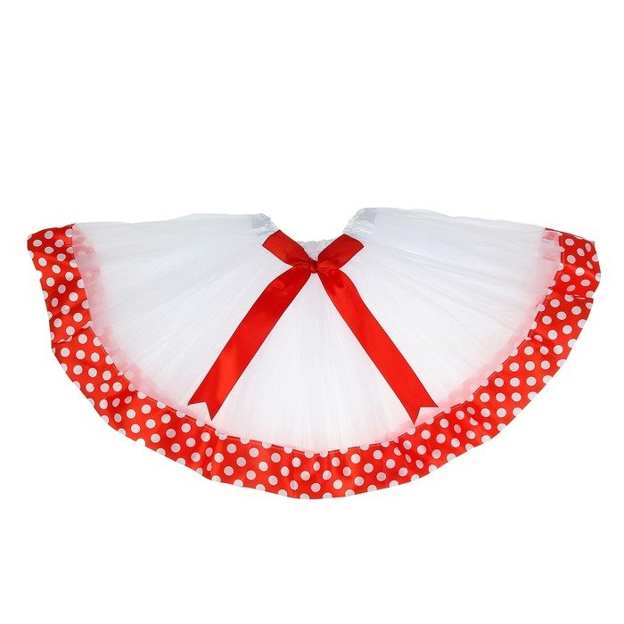 Карнавальная юбка "Горох" 3-х слойная с бантиком 4-6 лет, цвет красный
