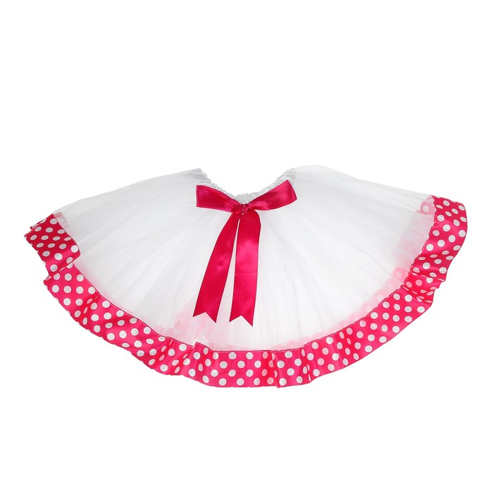 Карнавальная юбка "Горох" 3-х слойная с бантиком 4-6 лет, цвет розовый