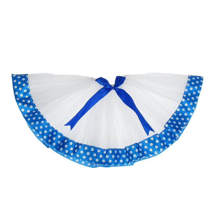 Карнавальная юбка "Горох" 3-х слойная с бантиком 4-6 лет, цвет синий