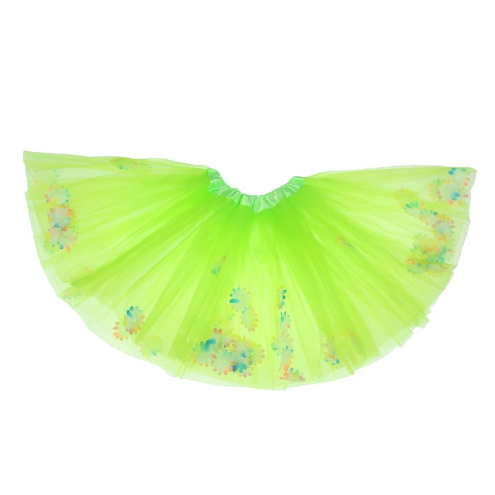 Карнавальная юбка "Цветочки" 3-х слойная 4-6 лет, цвет зелёный
