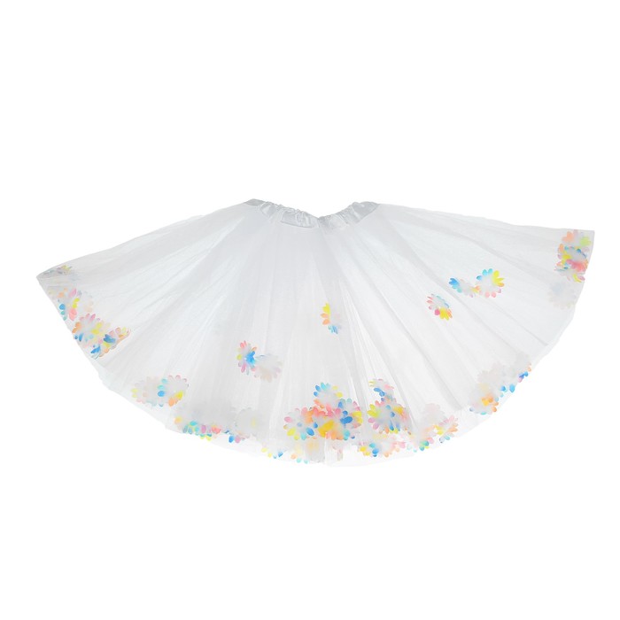 Карнавальная юбка "Цветочки" 3-х слойная 4-6 лет, цвет белый